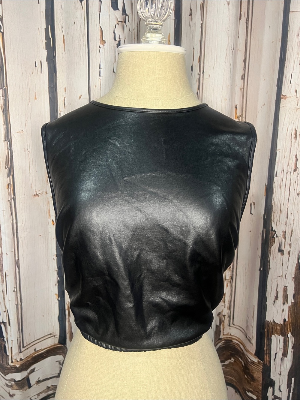 Forever 21 Black Faux Leather Sleeveless Crop Top
